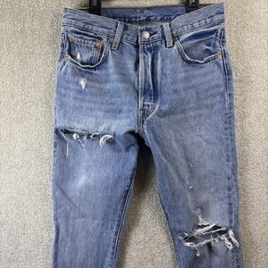 Levi's 501 Jeans Womens 28S (28x27) Light‎ Blue Distressed Skinny High Rise